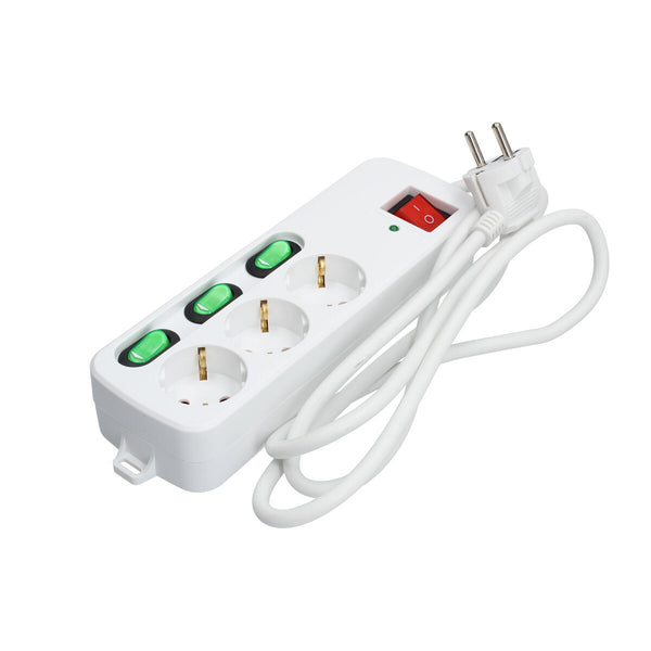 3-socket plugboard with power switch TM Electron 3680 W White (1,5 m)