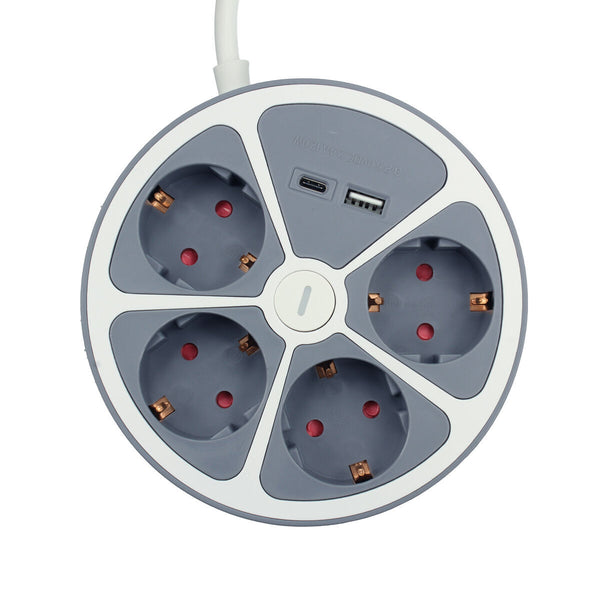 4-socket plugboard with power switch TM Electron 3680 W White Grey 30 W (1,5 m)